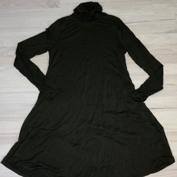 olive green turtleneck dress